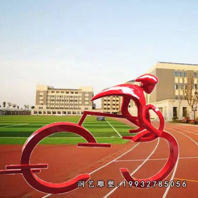 户外不锈钢骑车雕塑