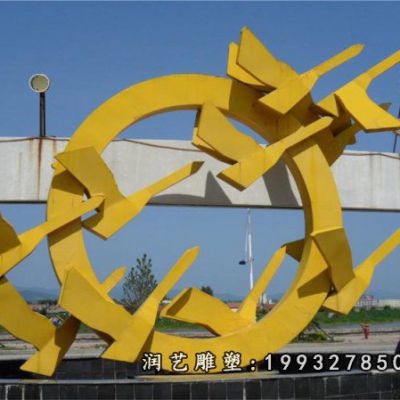 抽象不锈钢大雁雕塑