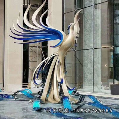 不锈钢凤凰动物雕塑