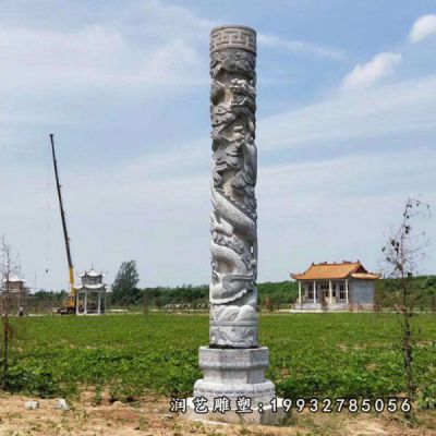企业龙柱景观石雕