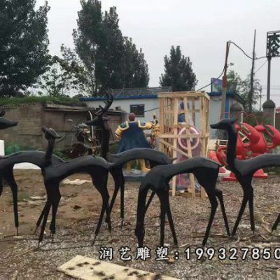 广场鹿动物铜雕