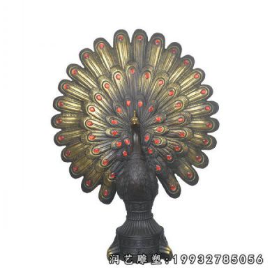 学校孔雀动物铜雕