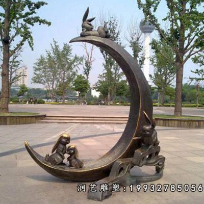 草坪兔子动物铜雕