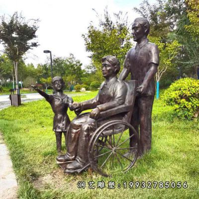 小区孝顺人物铜雕