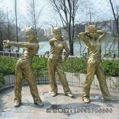公园跳舞人物铜雕