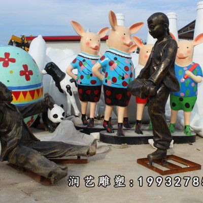 草坪儿童人物铜雕