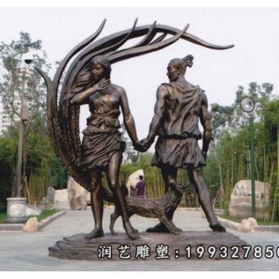 公园情侣人物铜雕