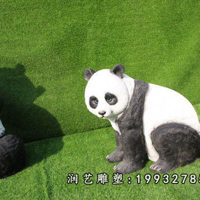 校园玻璃钢熊猫动物雕塑