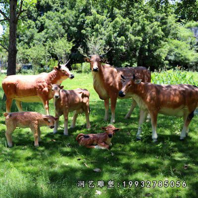 园林玻璃钢黄牛雕塑