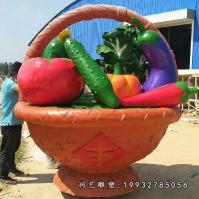 游乐场玻璃钢果篮雕塑