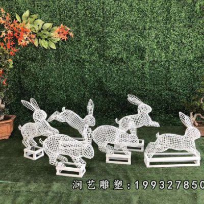 小区不锈钢兔子雕塑