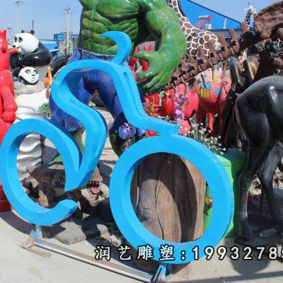 校园不锈钢骑车雕塑