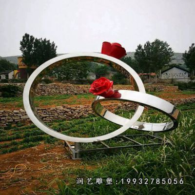 小区不锈钢戒指雕塑