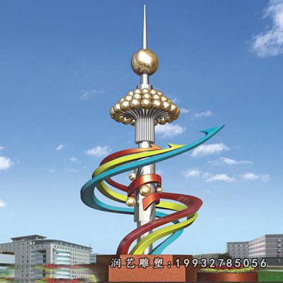 企业不锈钢彩带雕塑