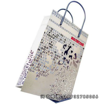 景区不锈钢购物袋雕塑