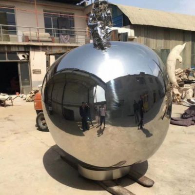 商场不锈钢苹果雕塑