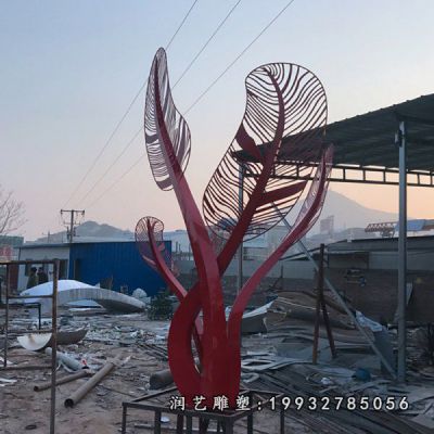 城市不锈钢羽毛雕塑