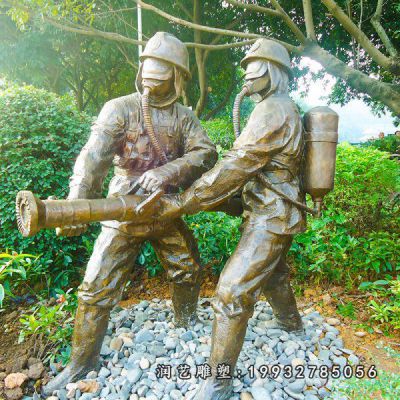 公园消防人物铜雕