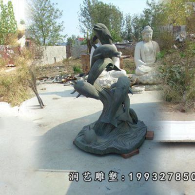 商业街海豚动物铜雕