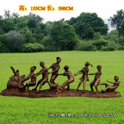 户外拔萝卜人物铜雕