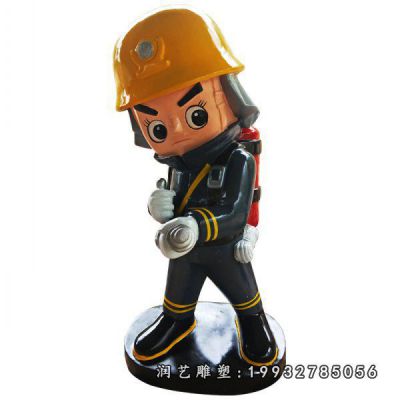 公园玻璃钢消防员雕塑