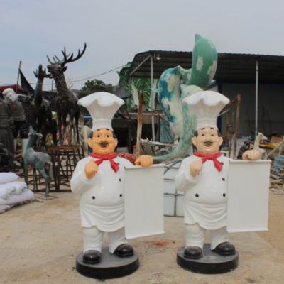 酒店玻璃钢厨师雕塑