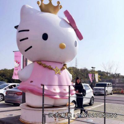 广场玻璃钢kt猫雕塑