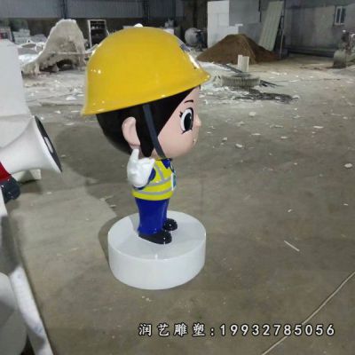 广场玻璃钢警察雕塑
