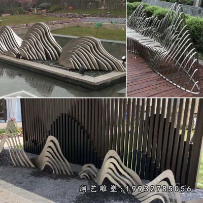 酒店不锈钢假山景观雕塑