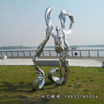 公园不锈钢跳舞人物雕塑