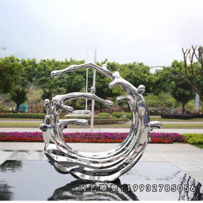 广场不锈钢海浪雕塑