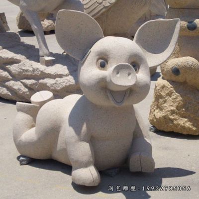 公园动物猪石雕