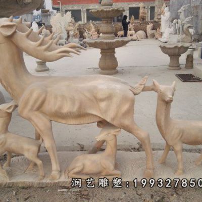 草坪动物鹿石雕