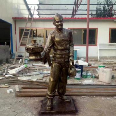 街道店小二人物铜雕