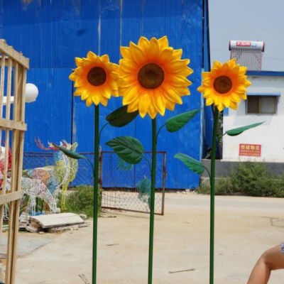 街道玻璃钢向日葵景观雕塑