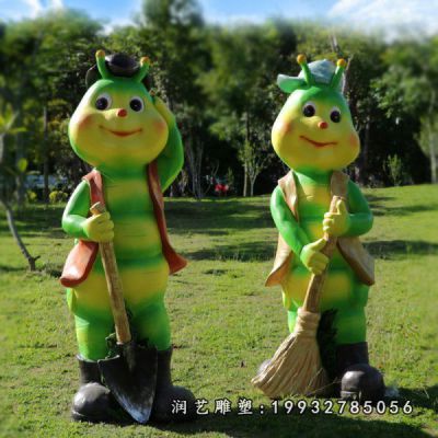 广场玻璃钢毛毛虫雕塑