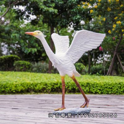 草坪玻璃钢白鹭动物雕塑