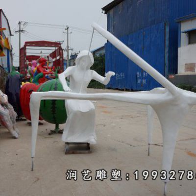 草坪玻璃钢弹钢琴雕塑