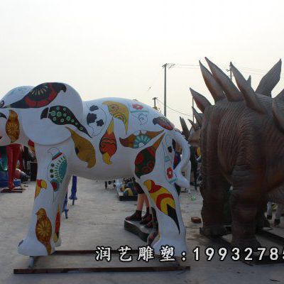 公司玻璃钢大象动物雕塑