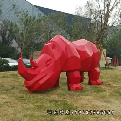 景区动物不锈钢犀牛雕塑