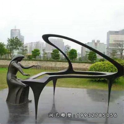 企业不锈钢演奏人物雕塑