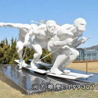 园林不锈钢滑雪雕塑