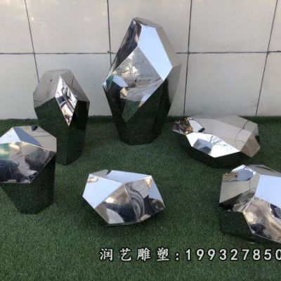 酒店不锈钢石头景观雕塑