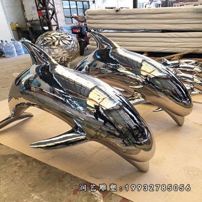商场不锈钢海豚雕塑
