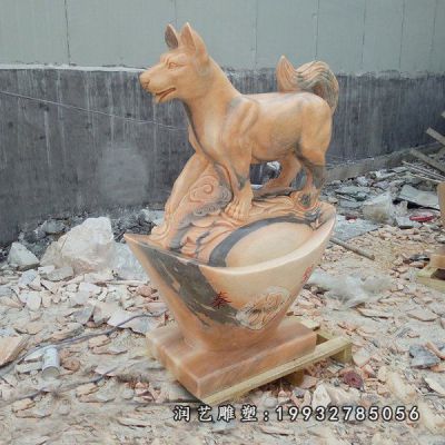 街道动物狗石雕