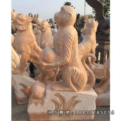 园林动物猴子石雕