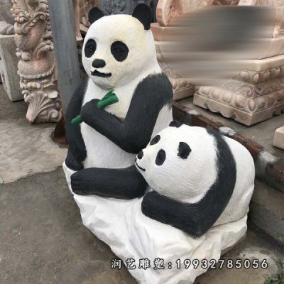 广场动物熊猫石雕