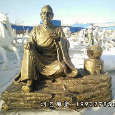 小区人物张仲景铜雕