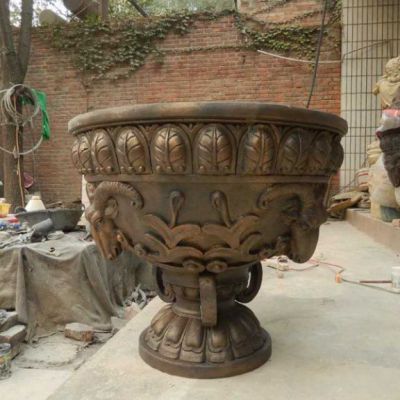 街道景观花盆铜雕