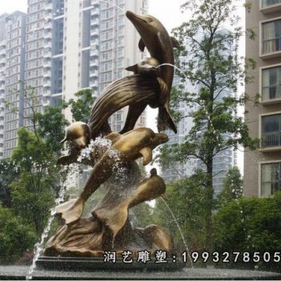 广场动物海豚铜雕